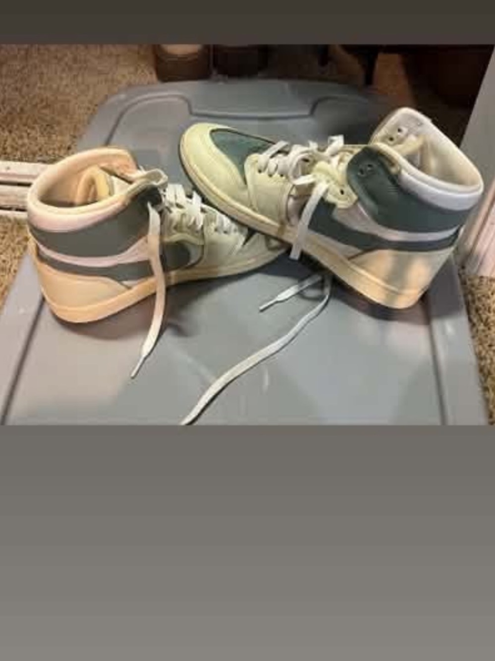 Jordan Women’s High-Top Sneakers in Sage Green and Cream